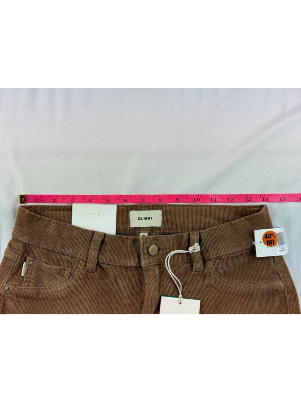 NWT DL1961 Bridget Corduroy Boot High Rise cropped Instasculpt Size 28 Teddy Tau - Picture 12 of 15